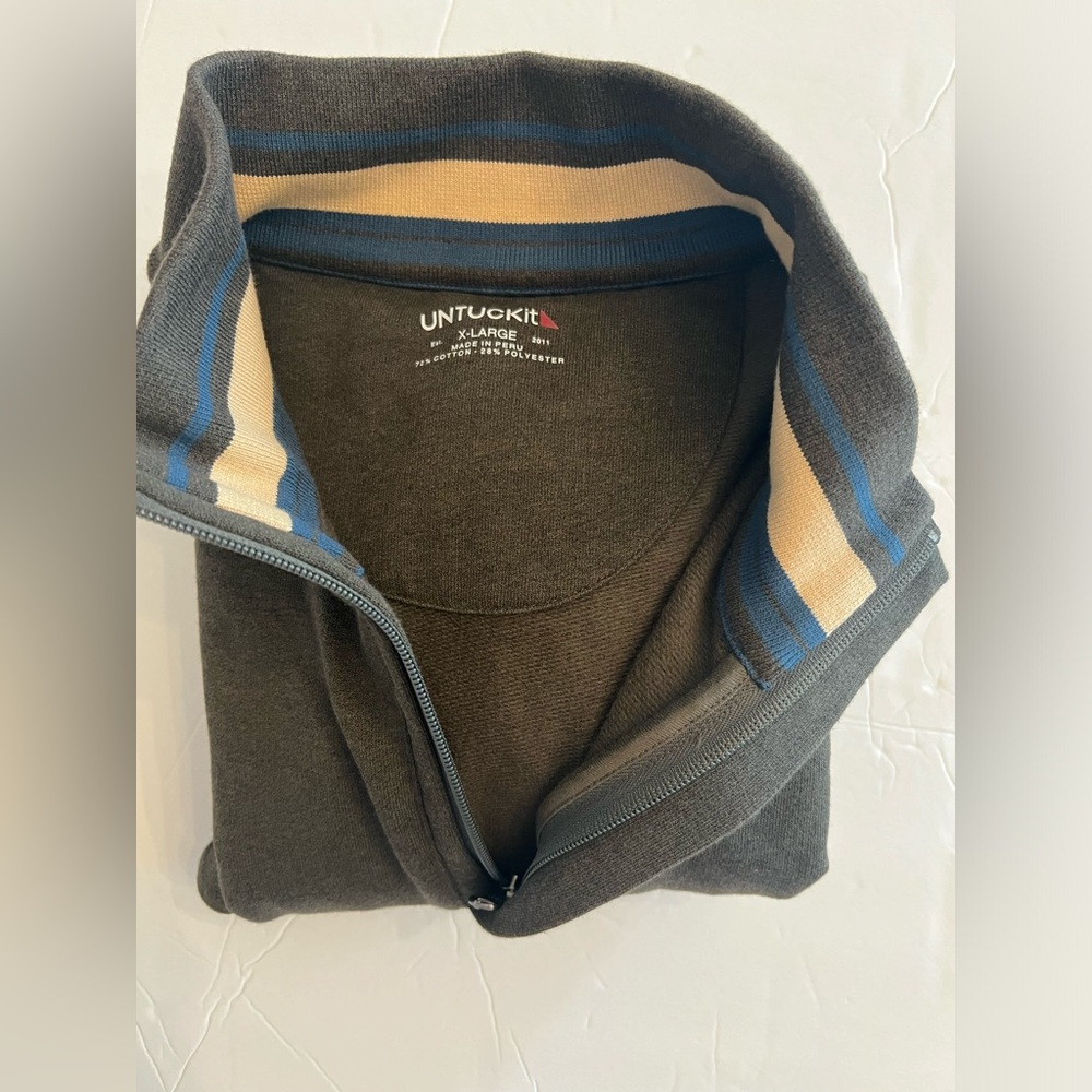 UNTUCKit Corral Brown 1/4 Quarter Zip Long Sleeve Pullover Sweater Size XL